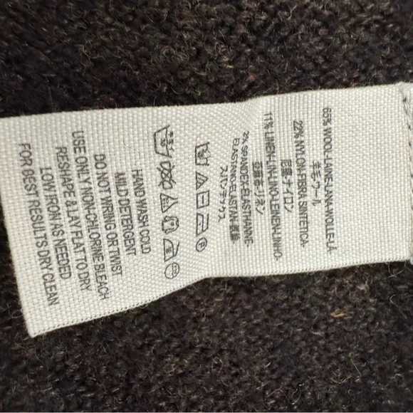 Free People Brown Wool Fringe Boho Western V-Neck Sweater Size S Oversized - Picture 5 of 5